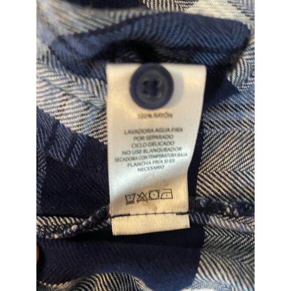 Flannel Shirt Womens Dress Large‎ Blue Plaid Country Cowgirl Casual Cabincore - Picture 8 of 10